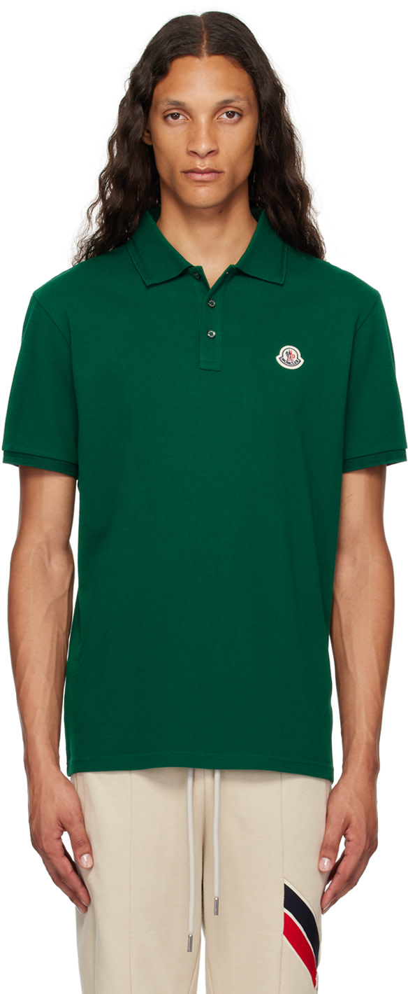 Moncler - Polo vert à écusson à logo