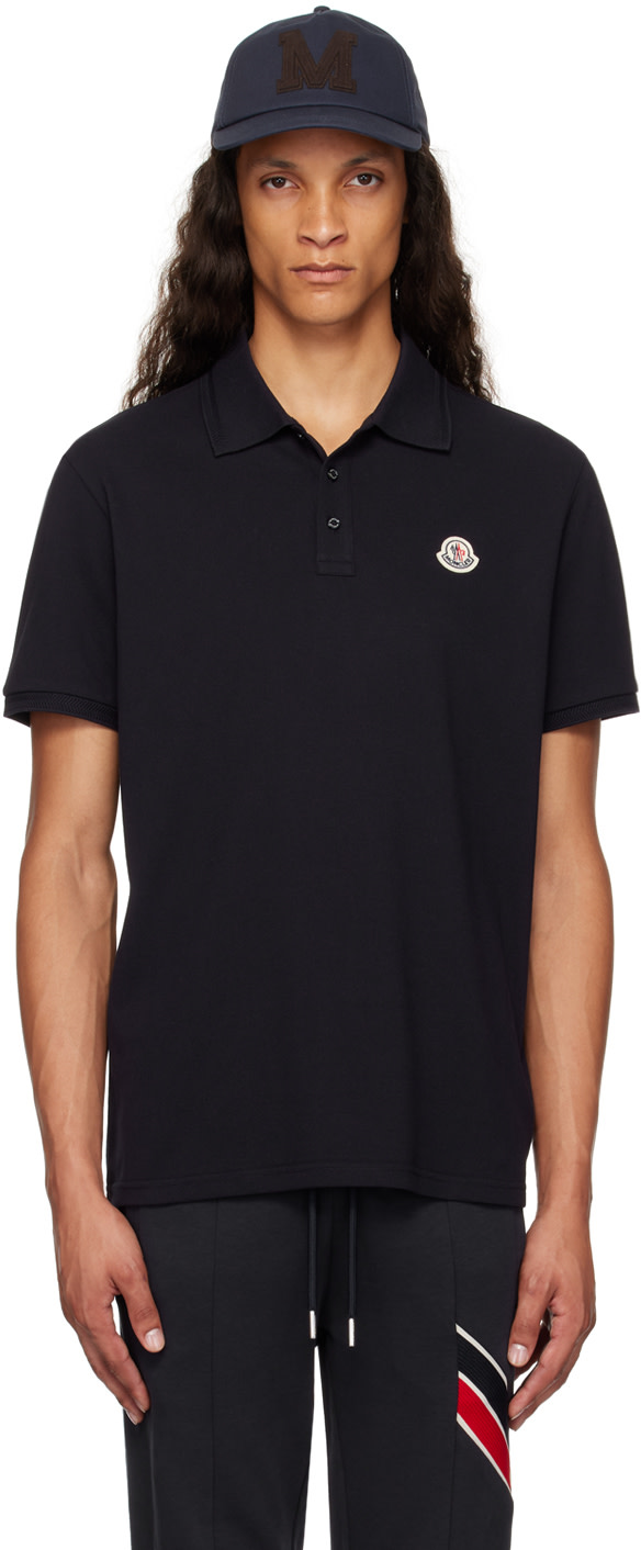 Moncler: Navy Logo Patch Polo | SSENSE