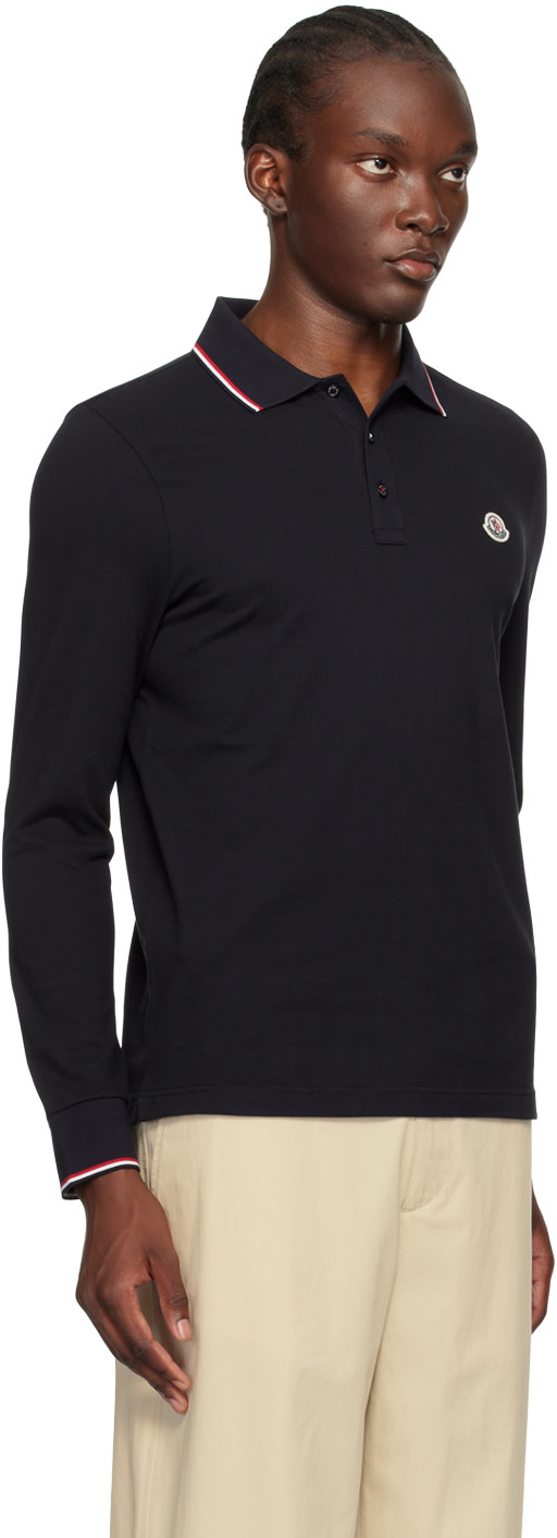 Moncler: Navy Long Sleeve Polo | SSENSE