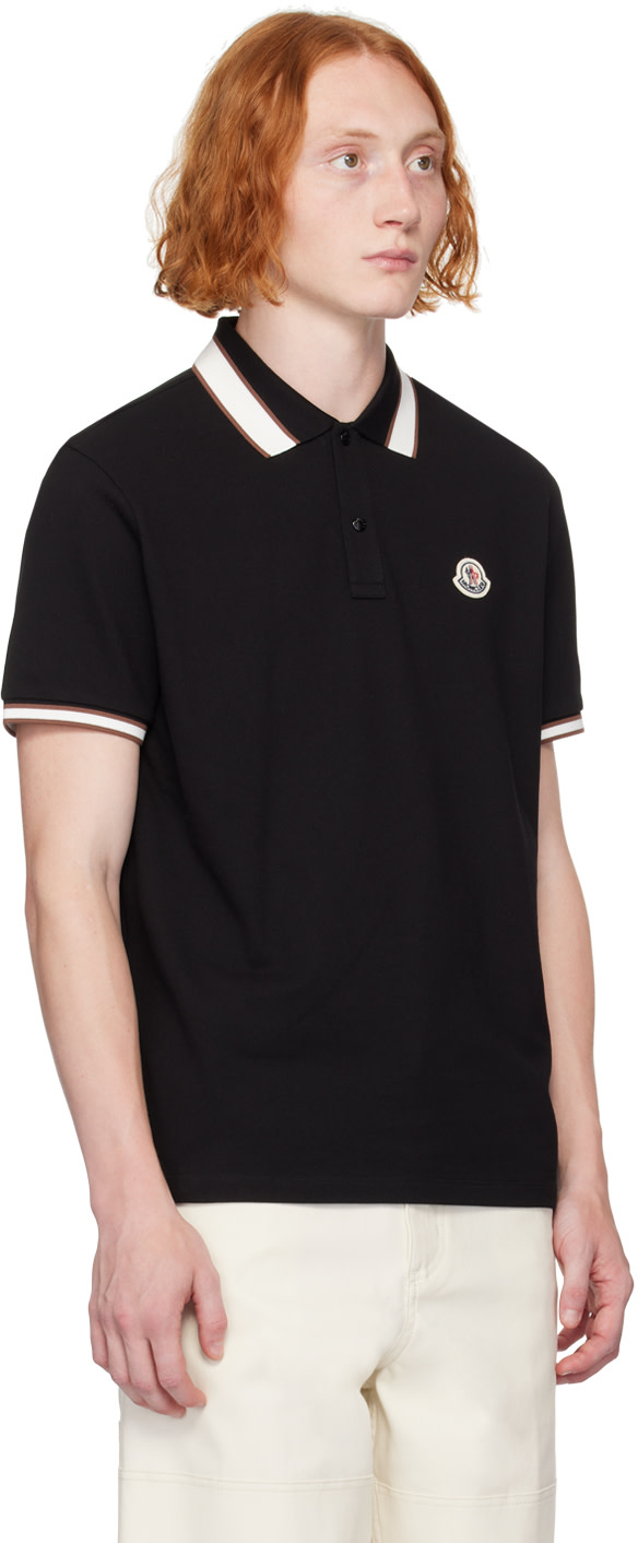 Moncler: Black Two-Button Polo | SSENSE Canada
