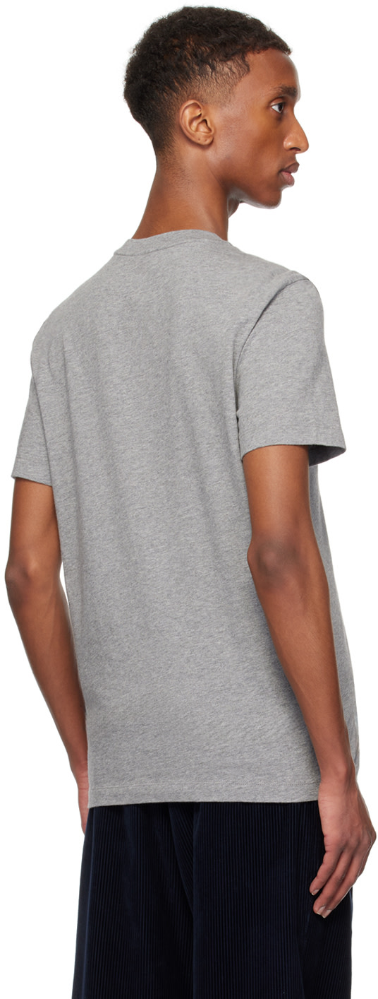 Moncler: Gray Flocked Logo T-shirt | SSENSE Canada