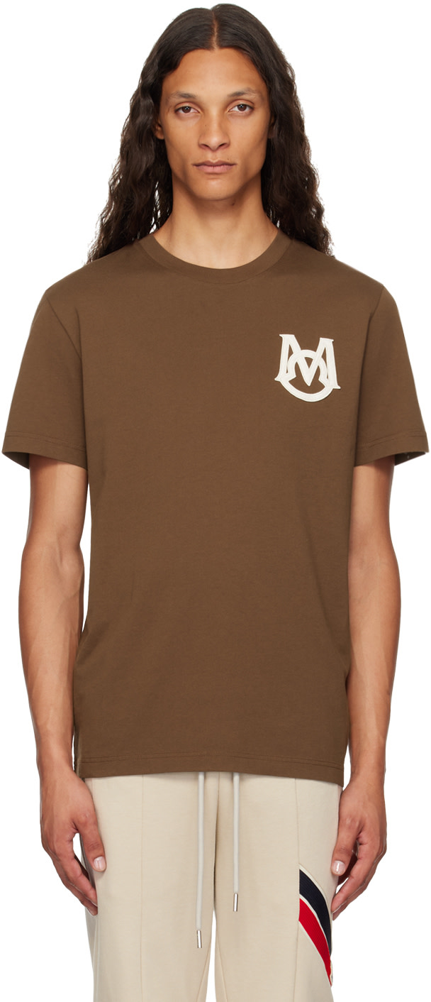 Moncler: Brown Appliqué T-Shirt | SSENSE