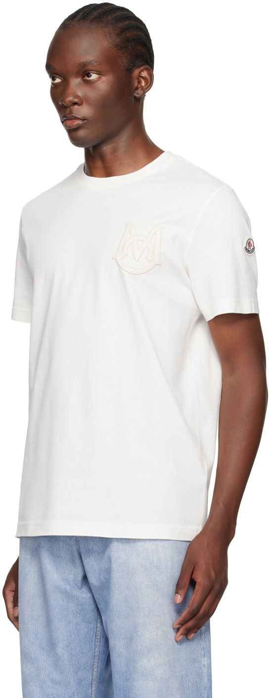 Moncler - T-shirt blanc à monogramme