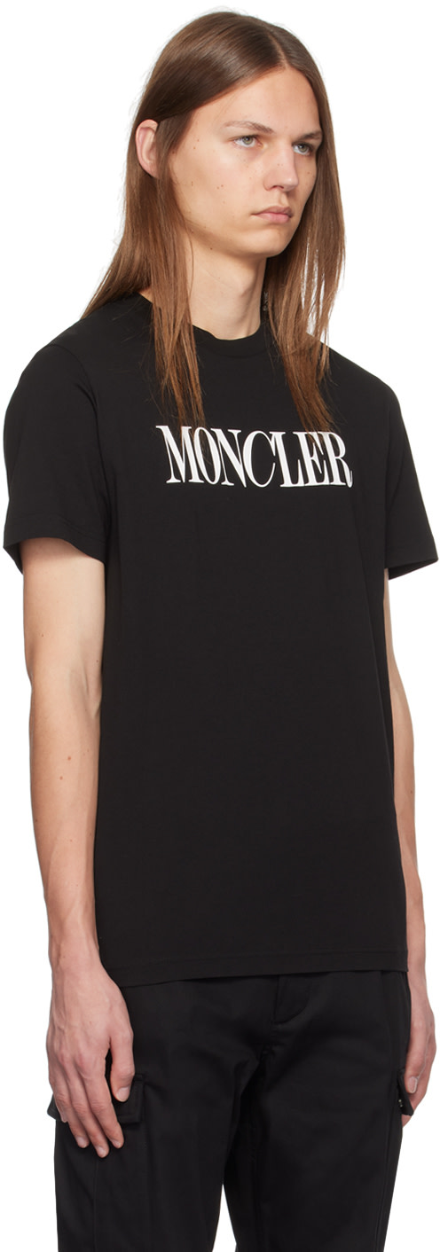 Moncler: Black Logo-Printed T-Shirt | SSENSE