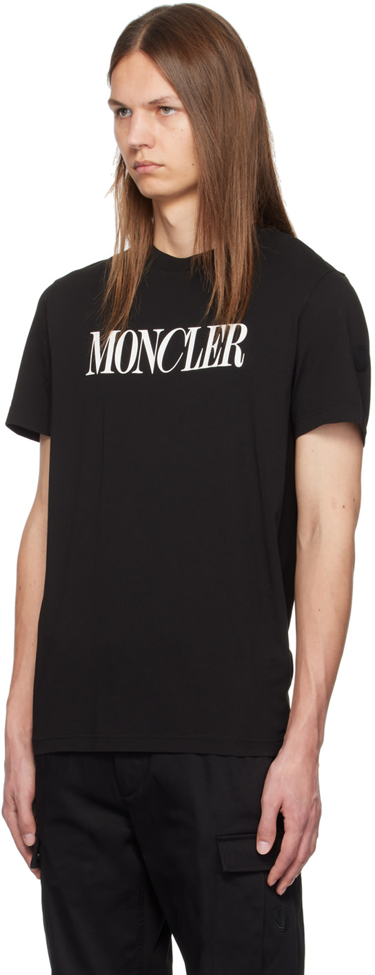 Moncler - 블랙 로고 프린트 티셔츠