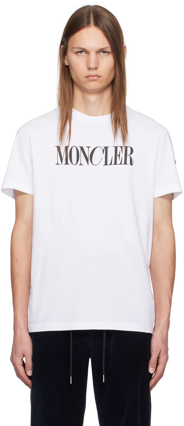 Moncler - 화이트 로고 프린트 티셔츠