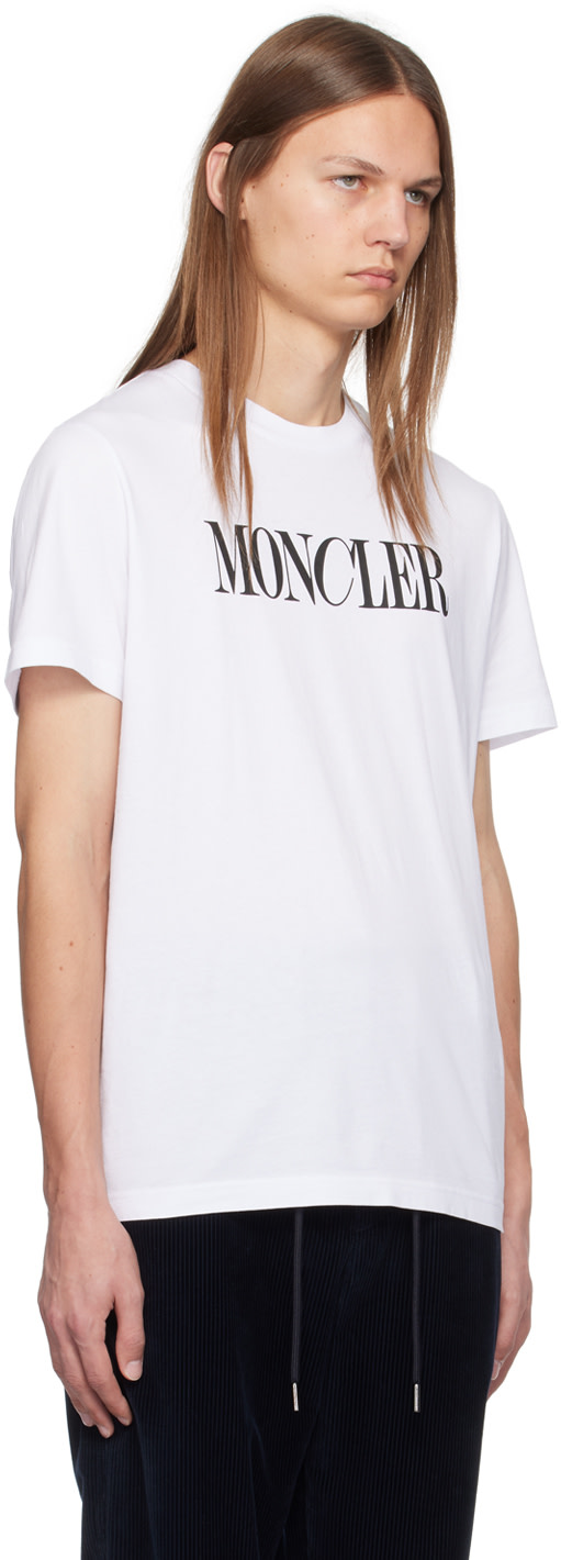 Moncler - 화이트 로고 프린트 티셔츠