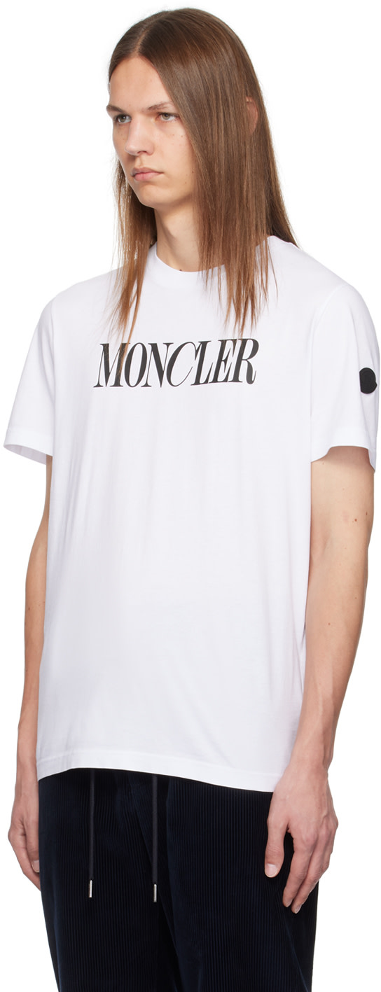 Moncler - 화이트 로고 프린트 티셔츠