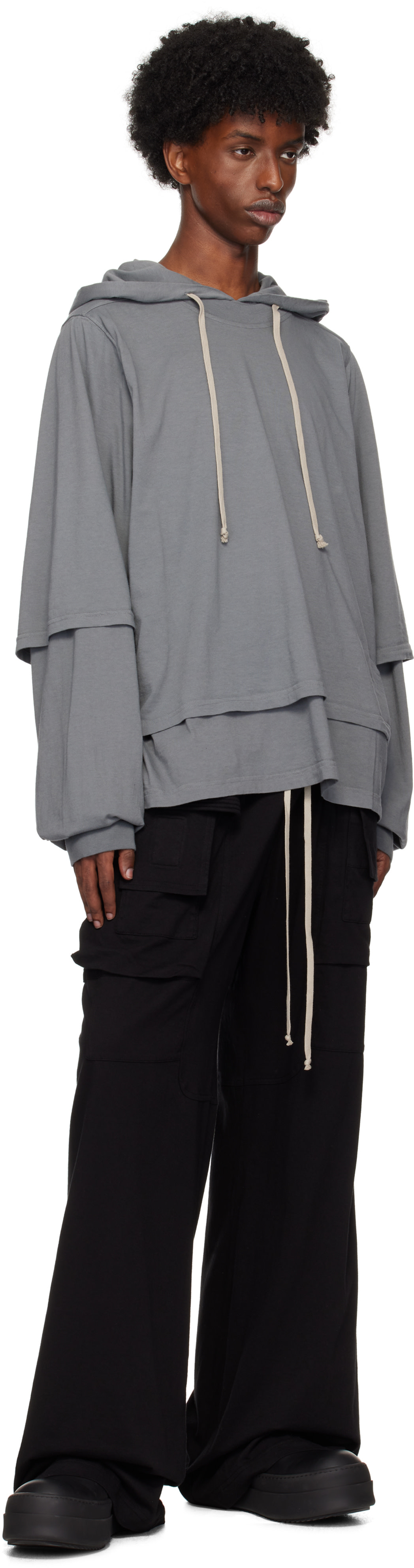 パンツ RickOwens Drkshdw CreatchCargoDrawstring Rick Owens DRKSHDW: Black Porterville Creatch Wide Drawstring
