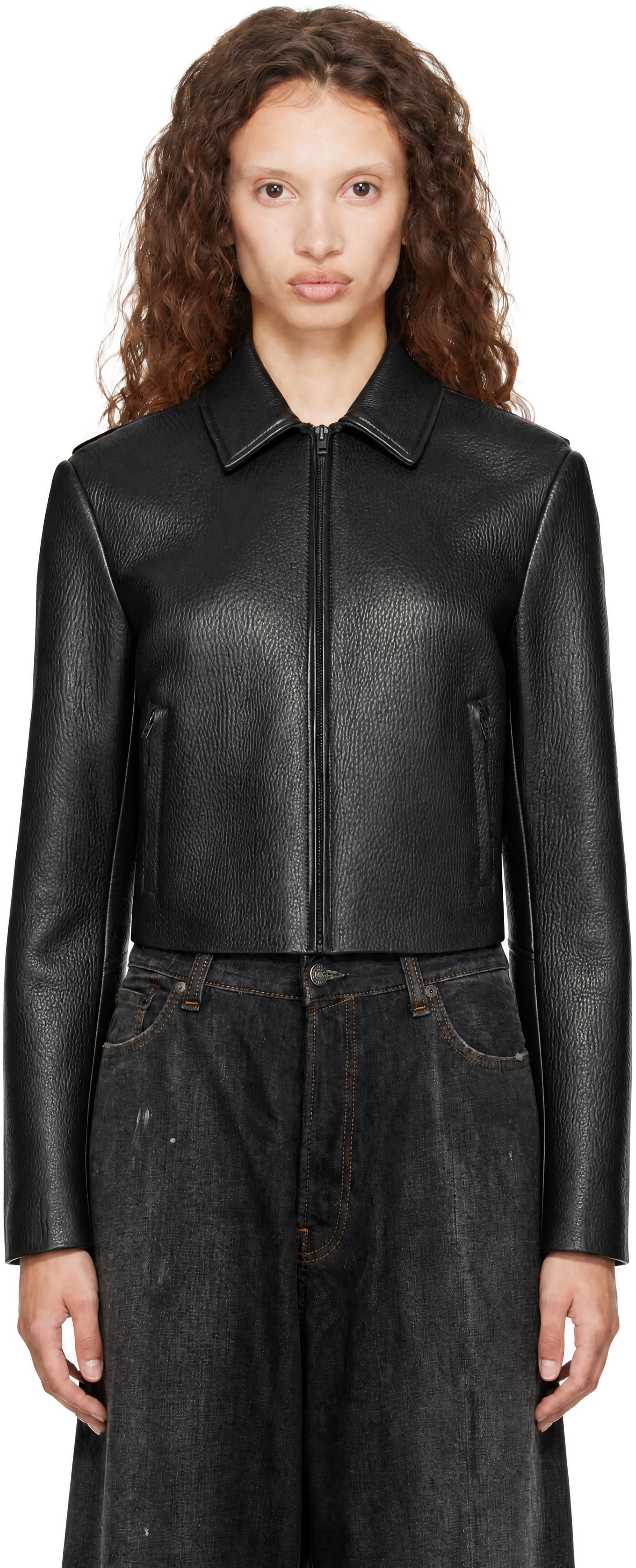 Acne Studios - Black Zip Leather Jacket