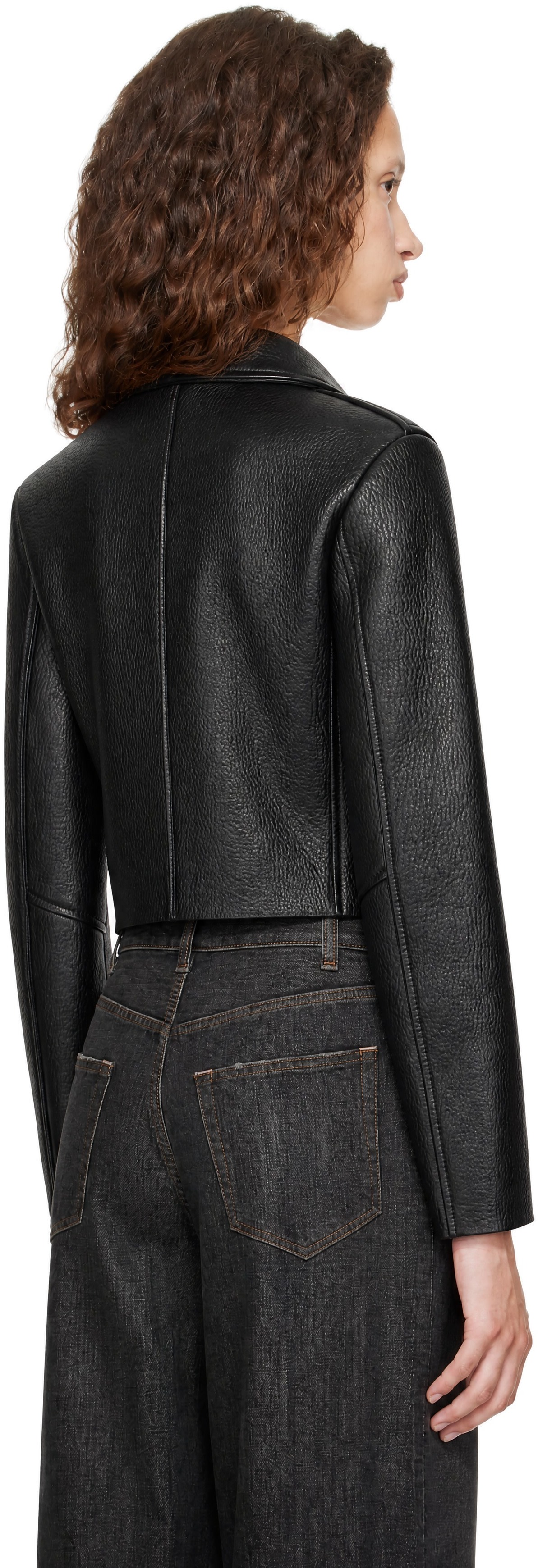 Acne Studios - Blouson noir en cuir à glissière