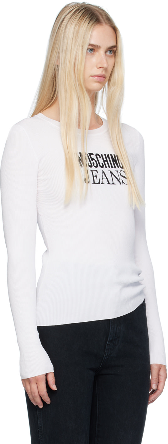 M05CH1N0 JEANS - Pull blanc à col ras du cou