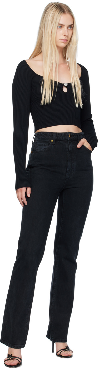 M05CH1N0 JEANS - Pull noir à découpe