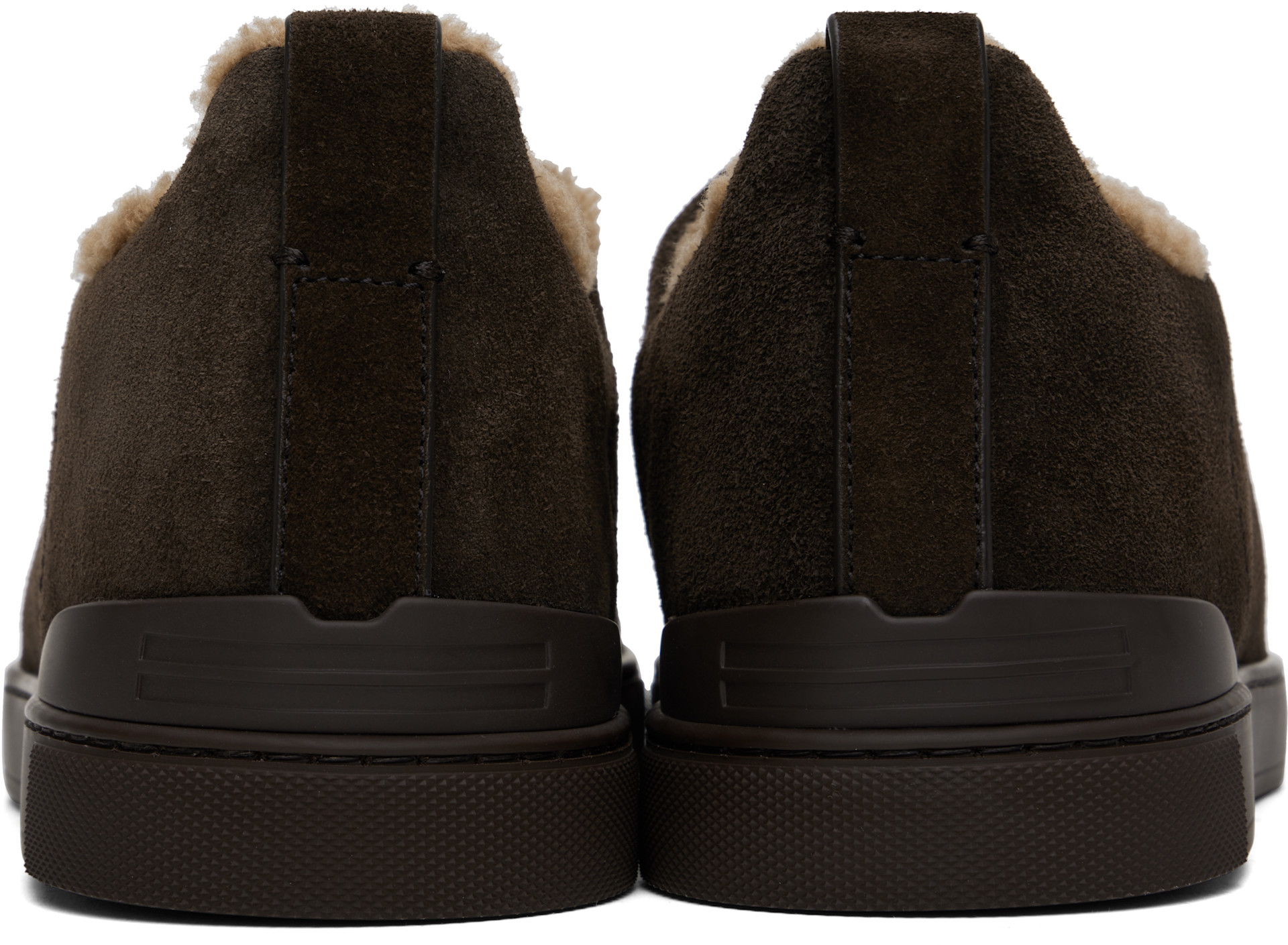 ZEGNA: Brown Suede Triple Stitch Sneakers | SSENSE