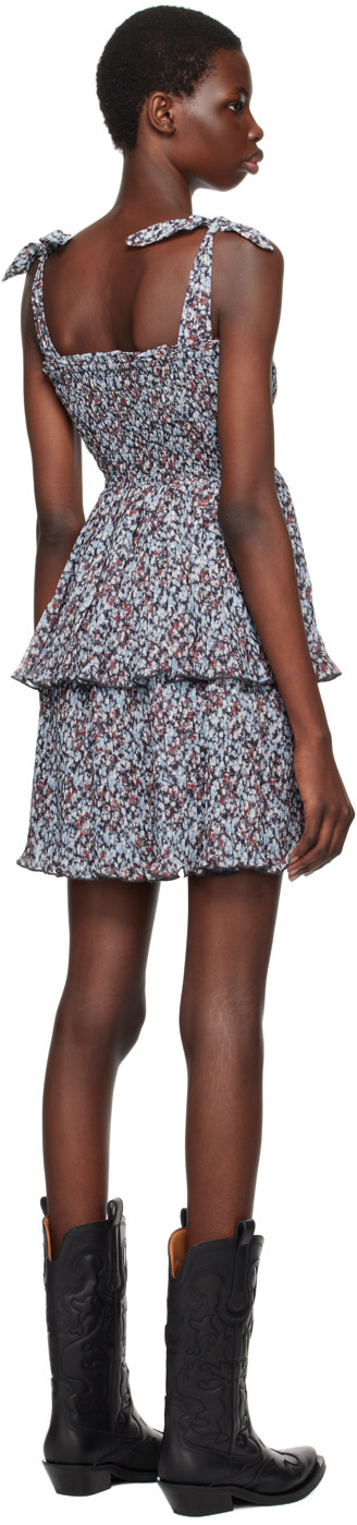 GANNI - Robe courte bleue à motif fleuri