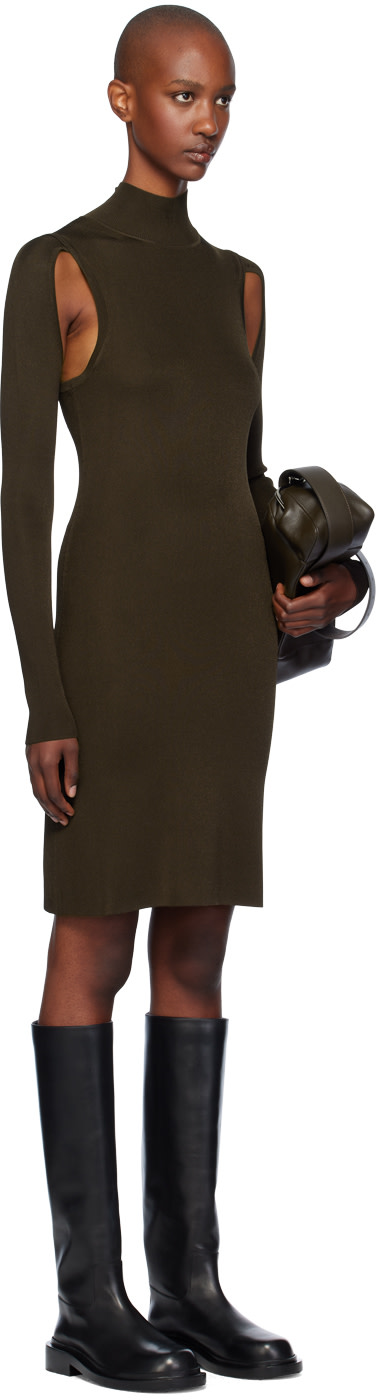 Helmut Lang - Robe midi Air brune à col roulé