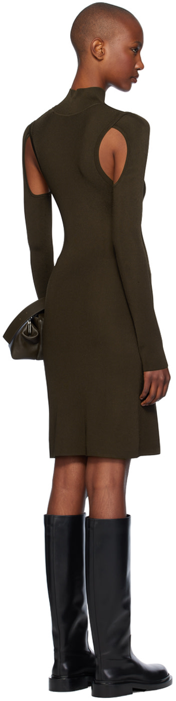 Helmut Lang - Robe midi Air brune à col roulé