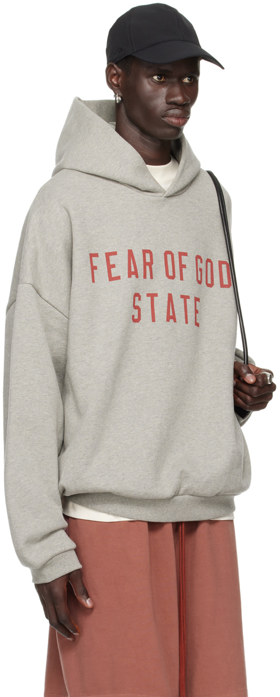 Fear of God ESSENTIALS - 그레이 로고 프린트 후디