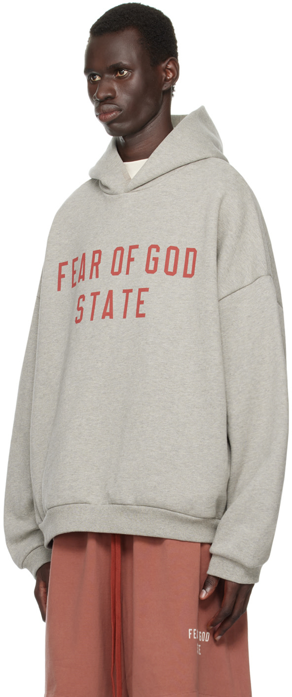 Fear of God ESSENTIALS - 그레이 로고 프린트 후디