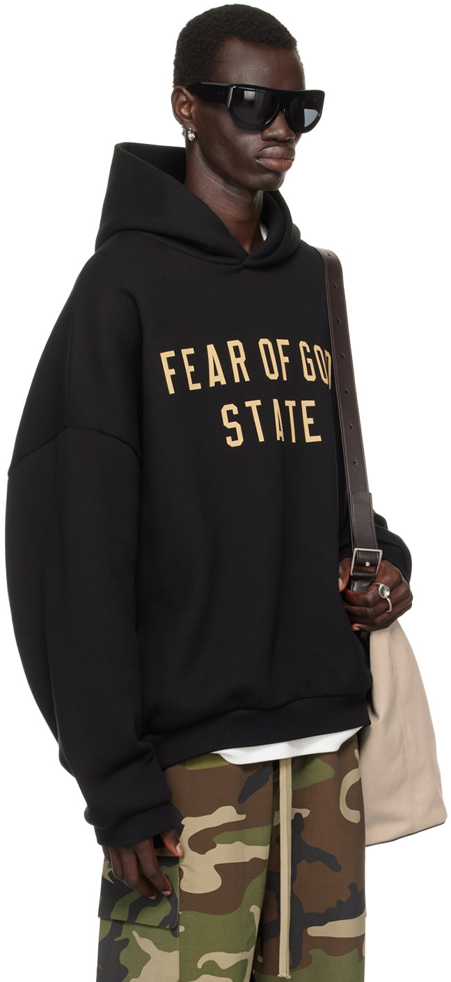 Fear of God ESSENTIALS - Black Printed Logo Hoodie