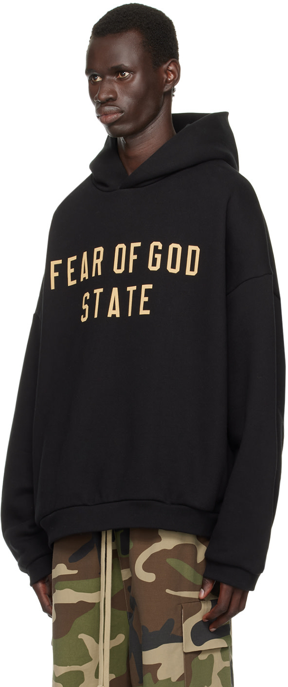 Fear of God ESSENTIALS - Black Printed Logo Hoodie