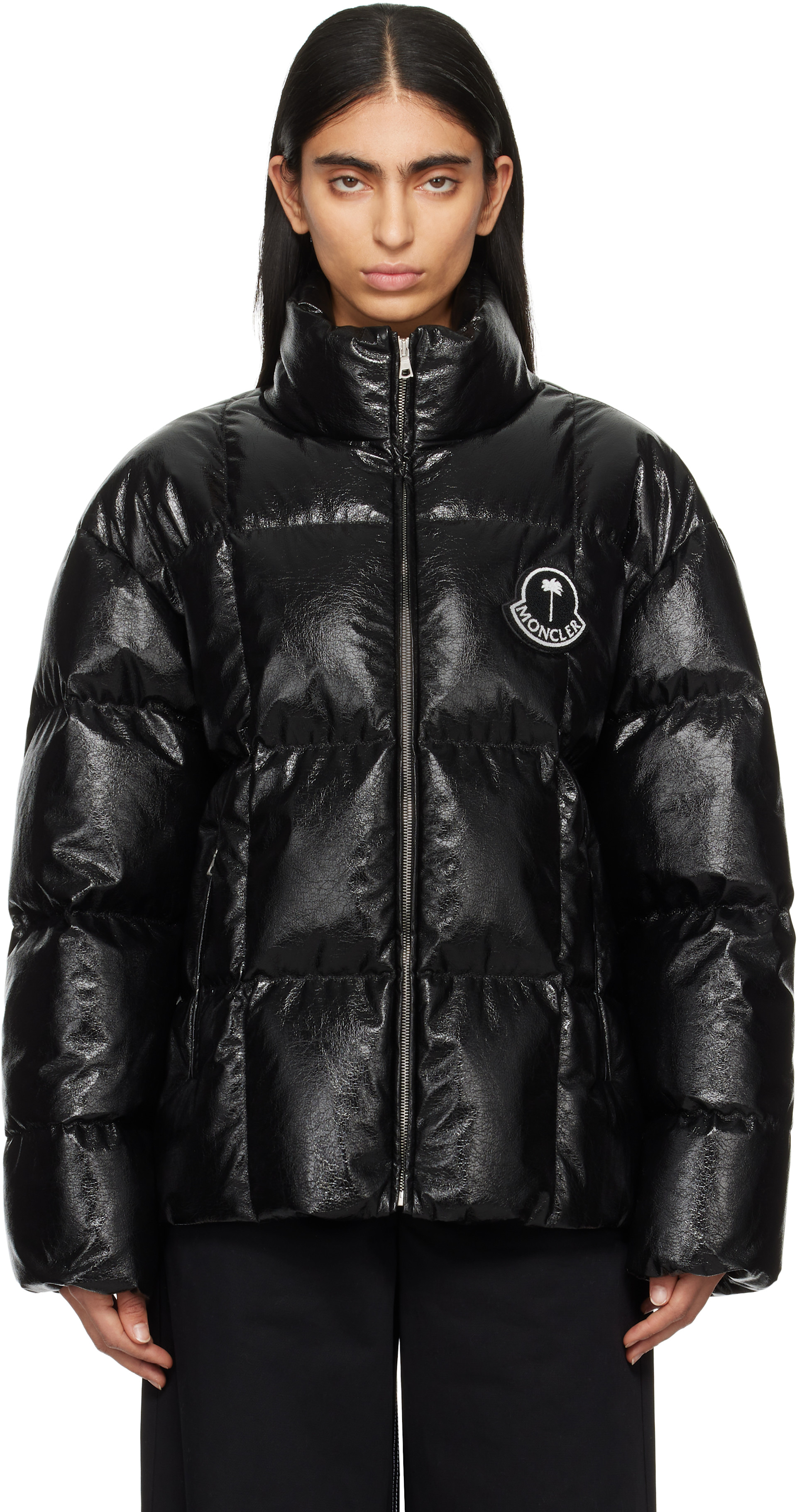 Moncler Genius: Moncler x Palm Angels Black Simoon Faux-Leather