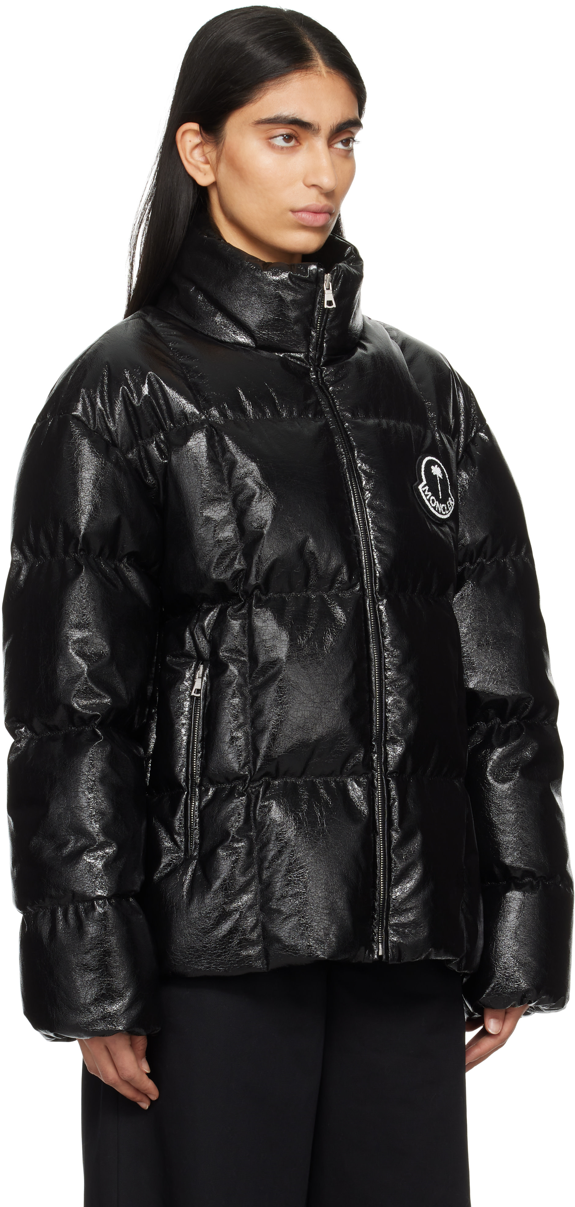 Moncler Genius: Moncler x Palm Angels Black Simoon Faux-Leather