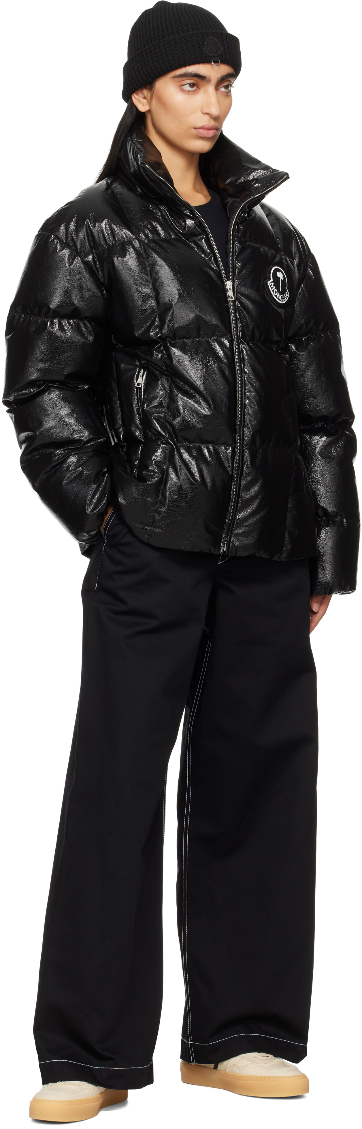 Moncler Genius: Moncler x Palm Angels Black Simoon Faux-Leather