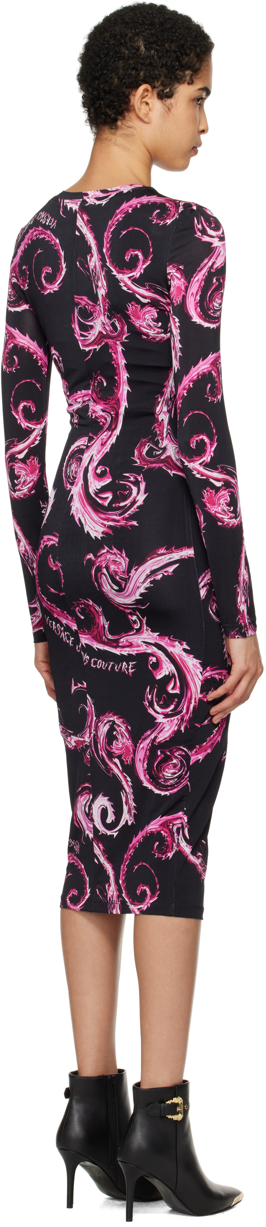 Versace Jeans Couture: Black Chain Couture Midi Dress | SSENSE Versace Jeans Couture: Black Chain Couture Midi Dress | SSENSE