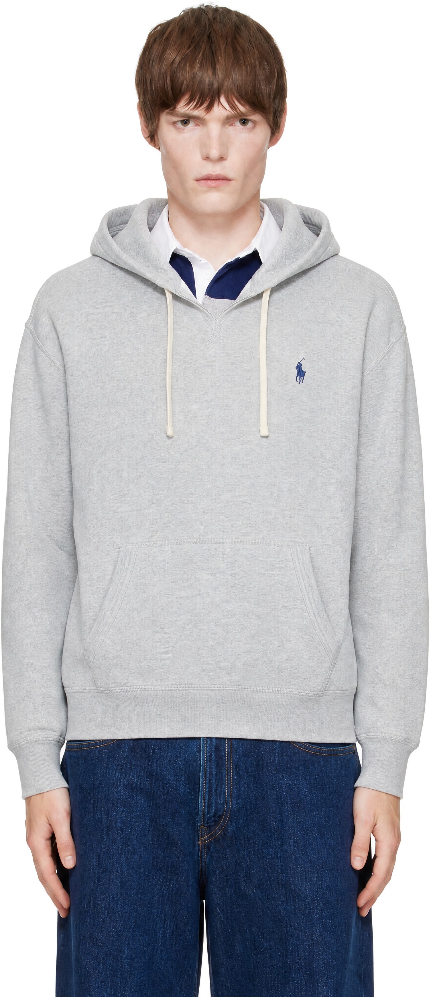 Polo Ralph Lauren - Pull à capuche gris en molleton à logo