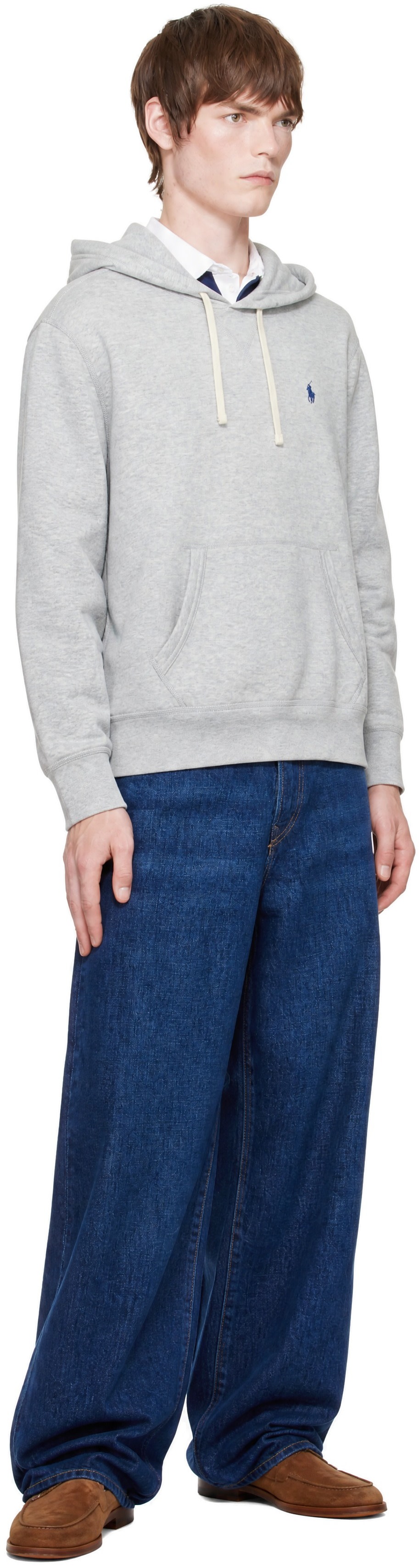 Polo Ralph Lauren - Pull à capuche gris en molleton à logo