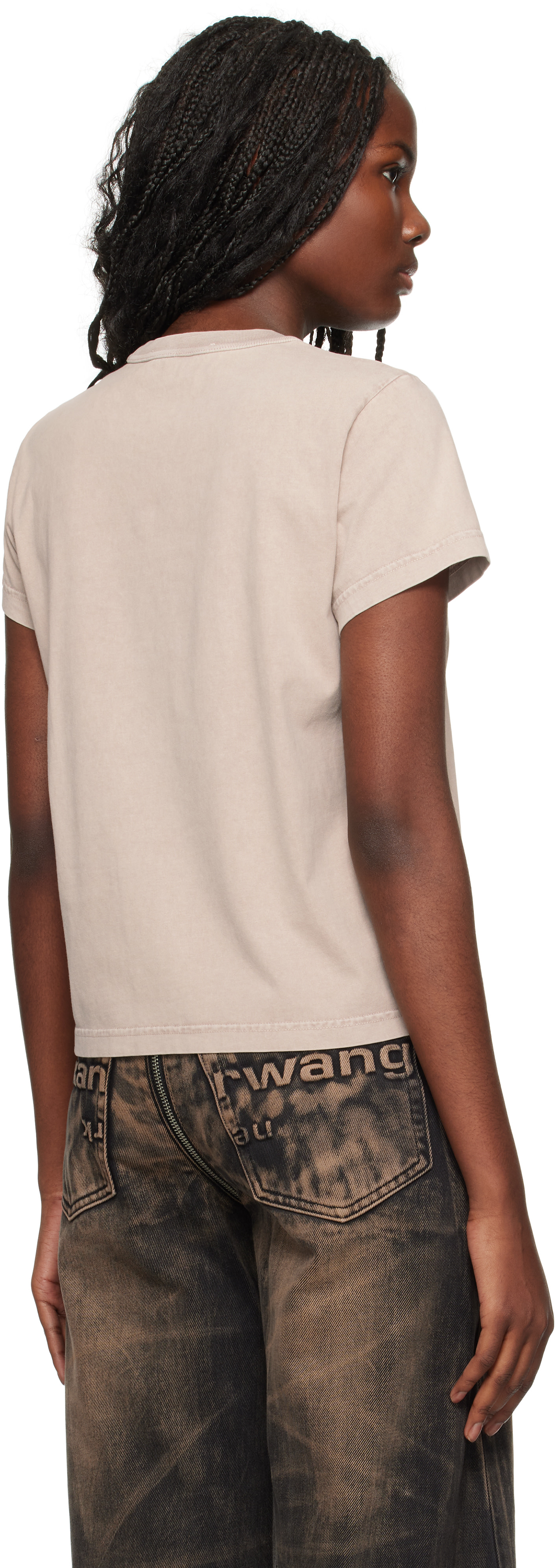 alexanderwang.t: Taupe Blade Logo-Embossed T-shirt | SSENSE