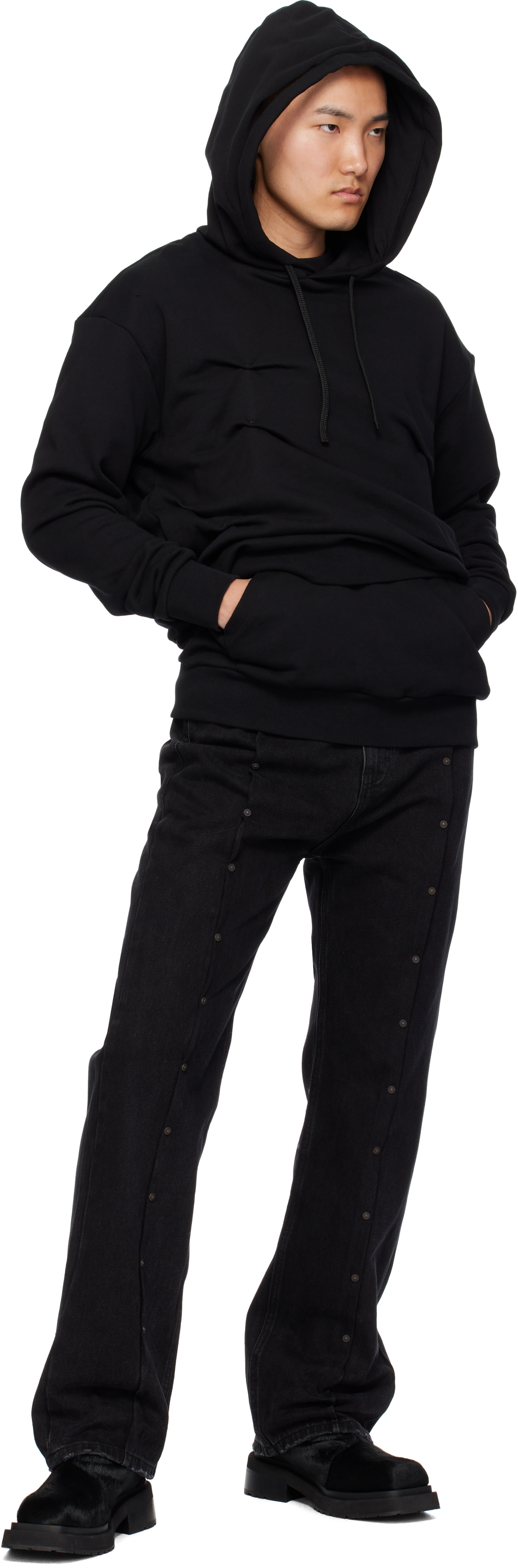 KUSIKOHC - Pull à capuche noir à rivets