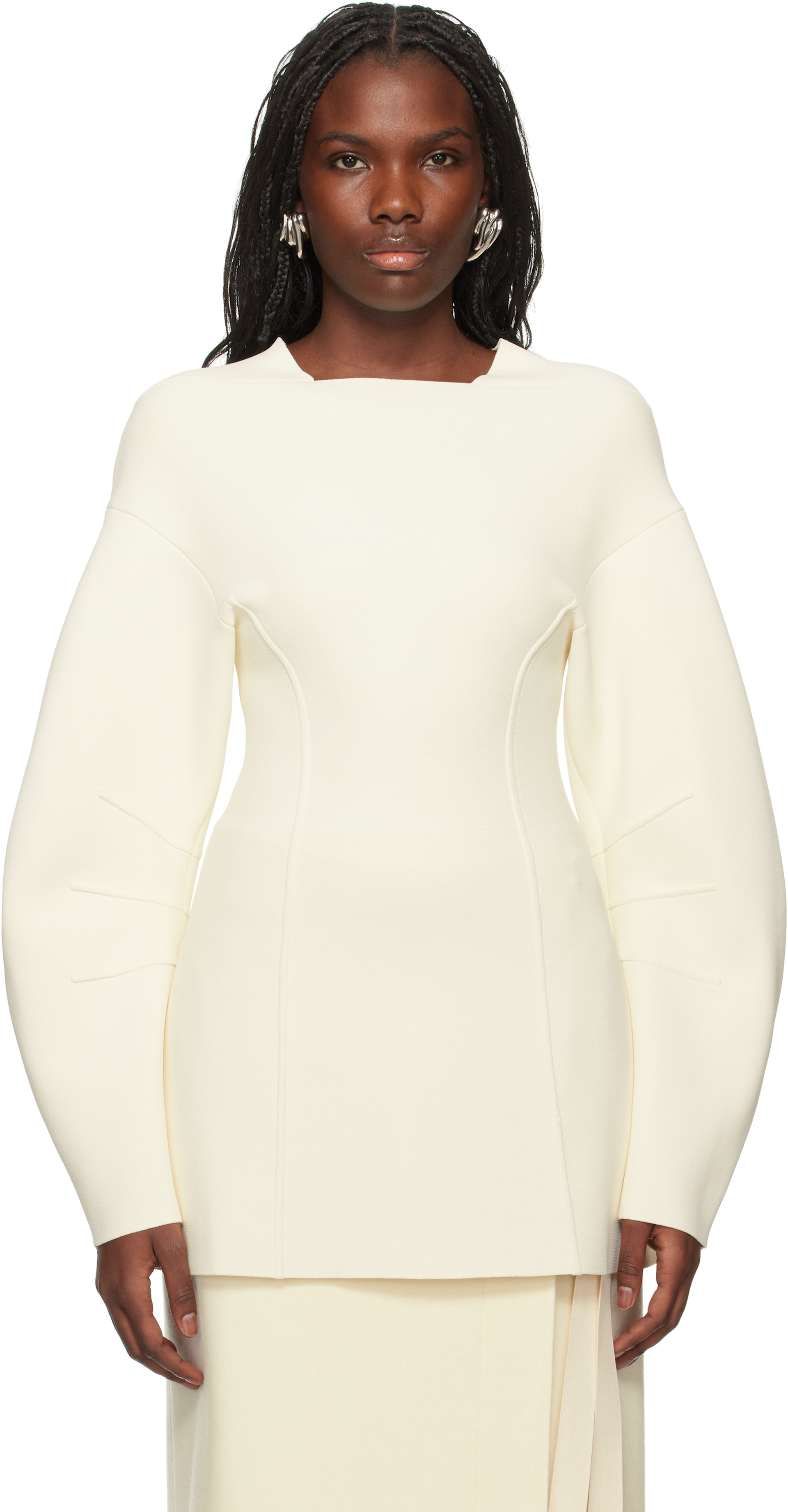 Jil Sander - Pull à manches longues blanc cassé