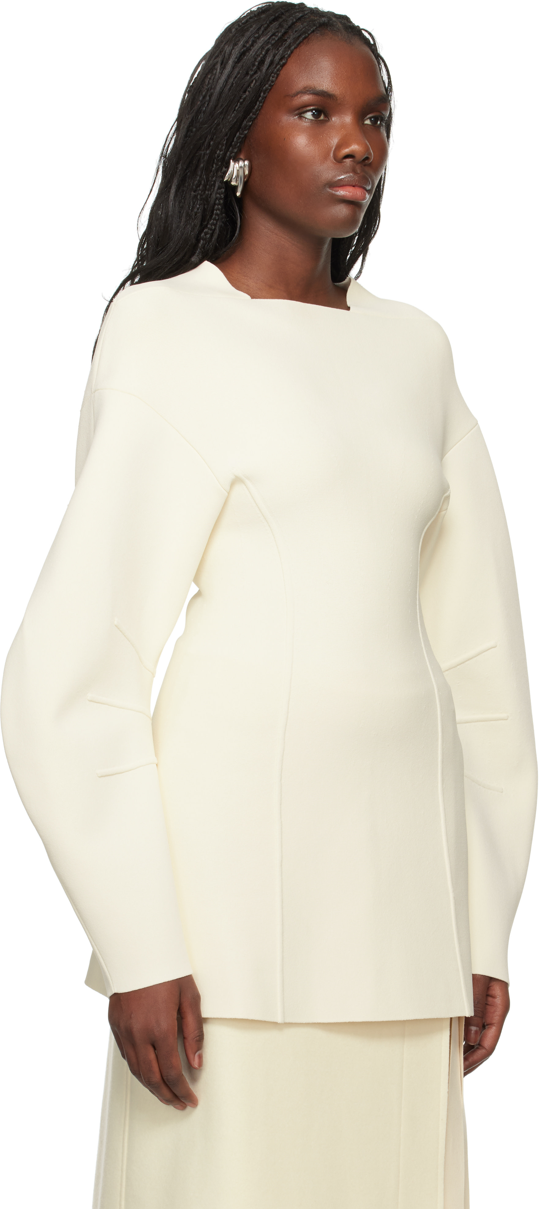 Jil Sander - Pull à manches longues blanc cassé