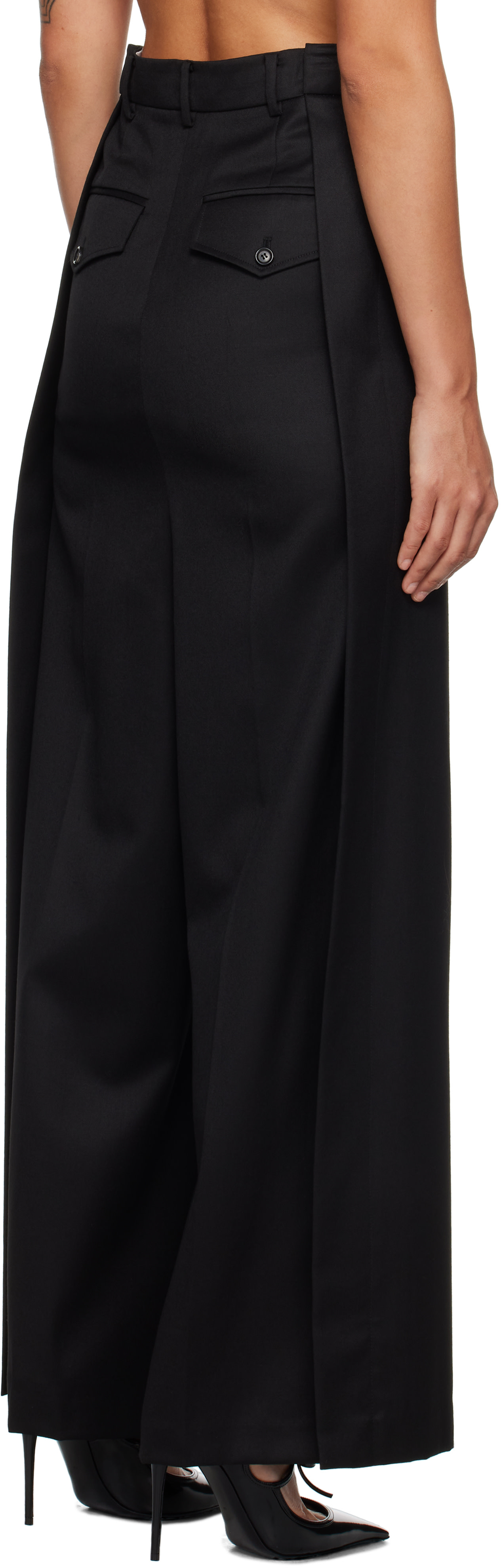 Pushbutton - Pantalon ample noir à coutures extérieures repliées