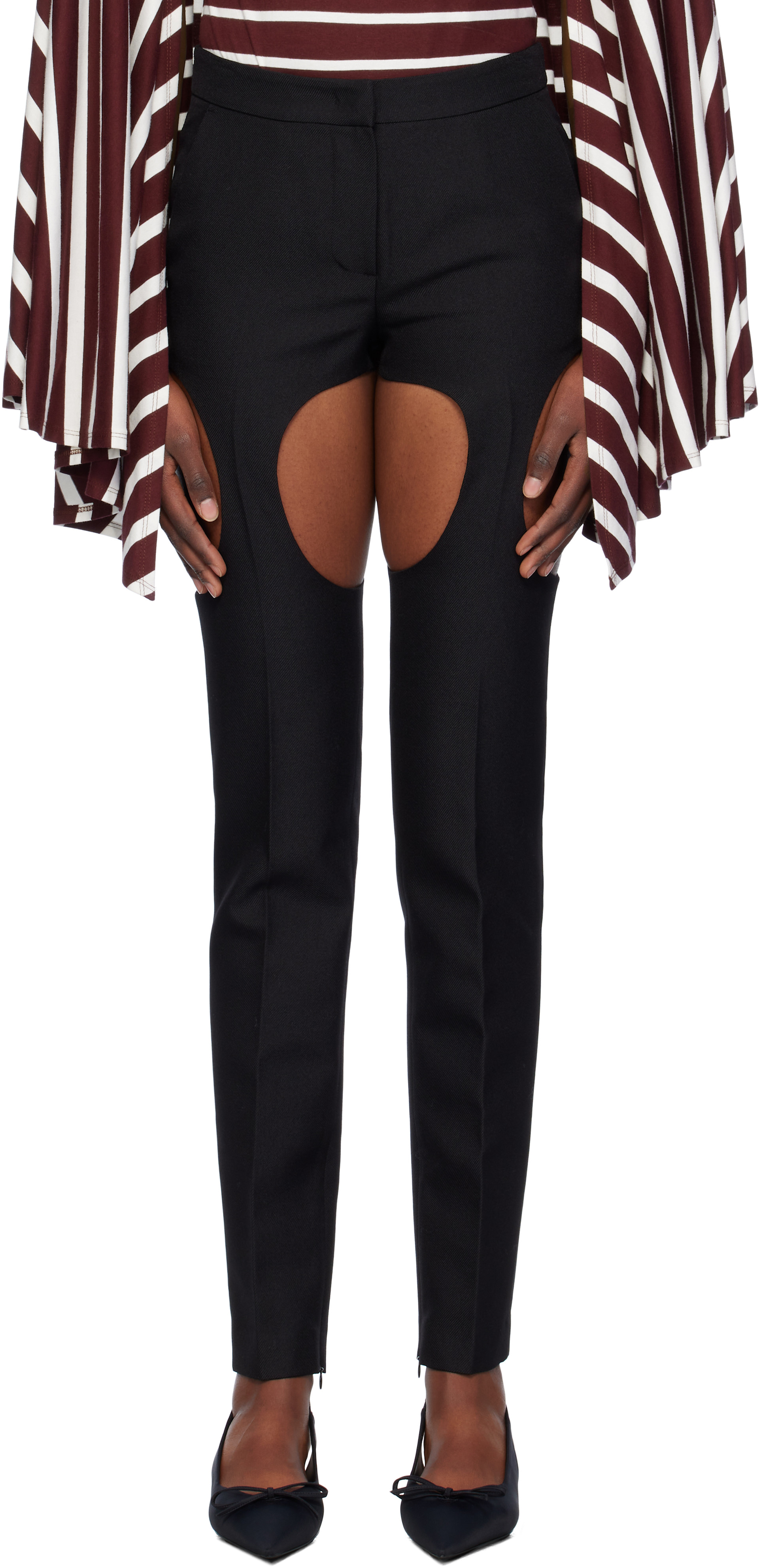 Pushbutton - Pantalon skinny noir à découpes