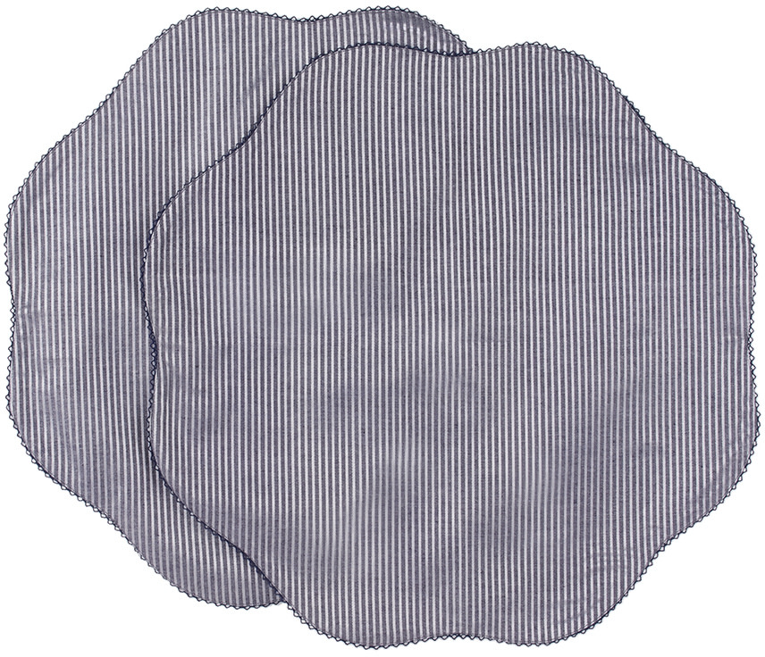 Gohar World - Ensemble de napperons bleu marine à rayures irisées - Table V