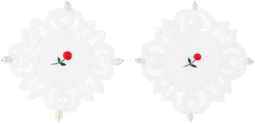 GOHAR WORLD Embroidered Flower Lace & Pearl Coaster