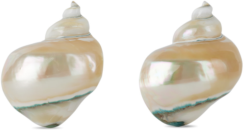 Gohar World - 灰白色 Shell 餐巾环套装 - 2 件装