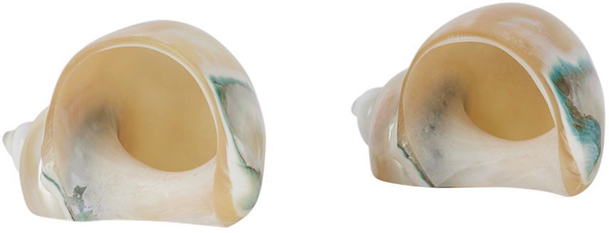 Gohar World - 灰白色 Shell 餐巾环套装 - 2 件装
