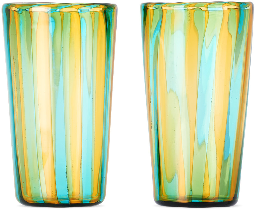 Akua Objects - Ensemble de petits verres bleu et jaune - Augusta