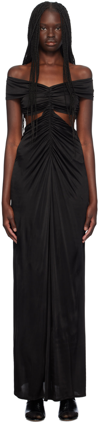 Atlein - Robe longue noire à découpe