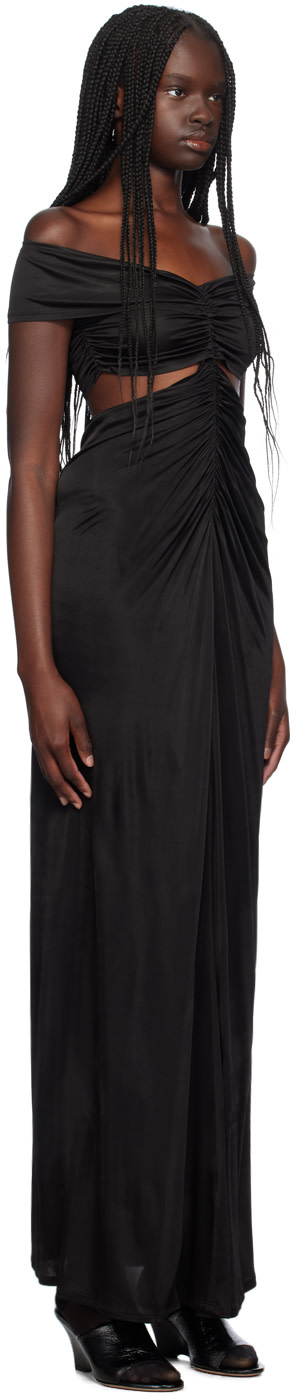 Atlein - Robe longue noire à découpe