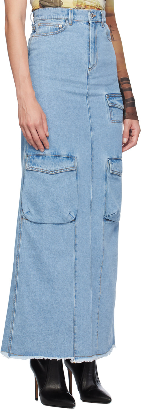 GCDS - Jupe cargo longue bleue en denim