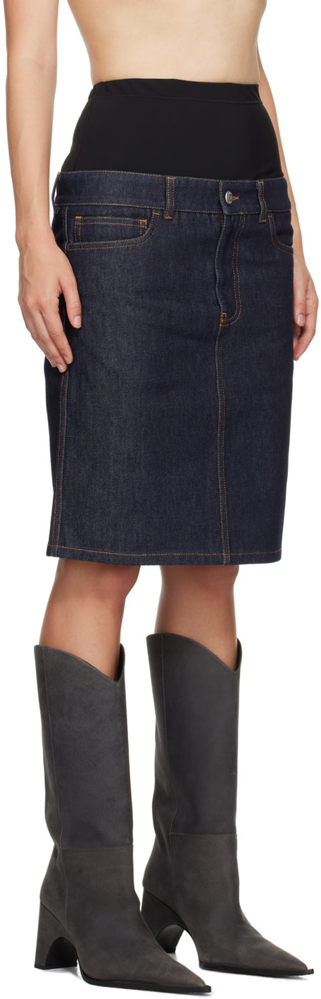 Coperni - Jupe midi étagée bleue en denim
