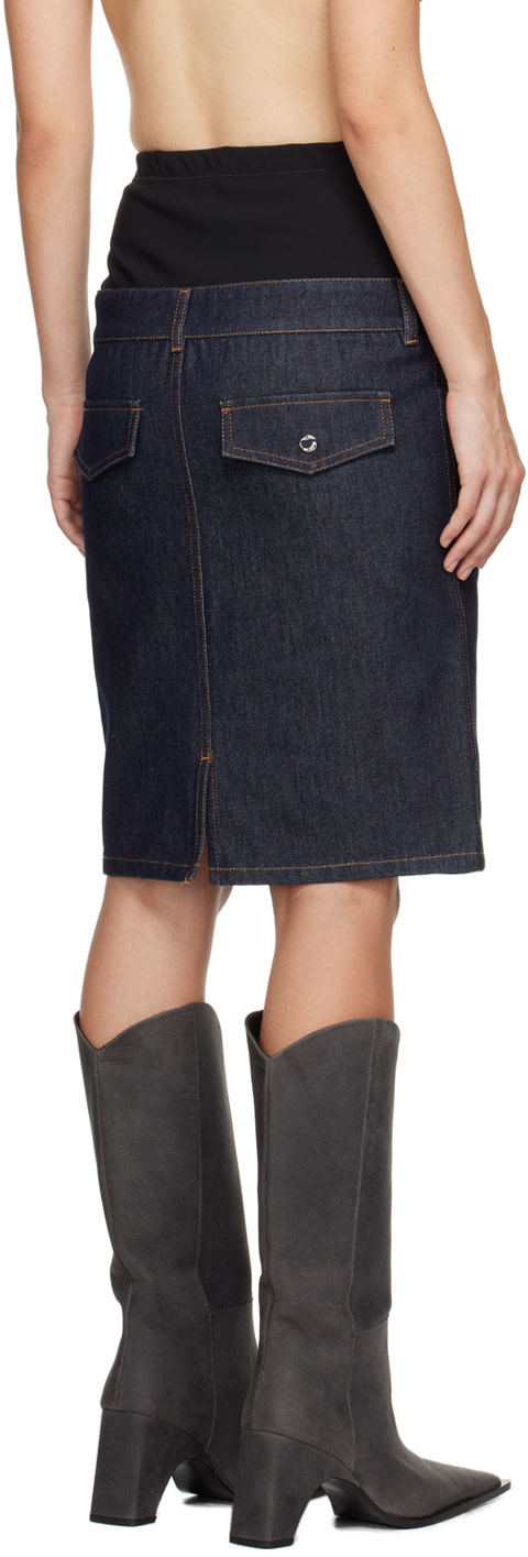 Coperni - Jupe midi étagée bleue en denim