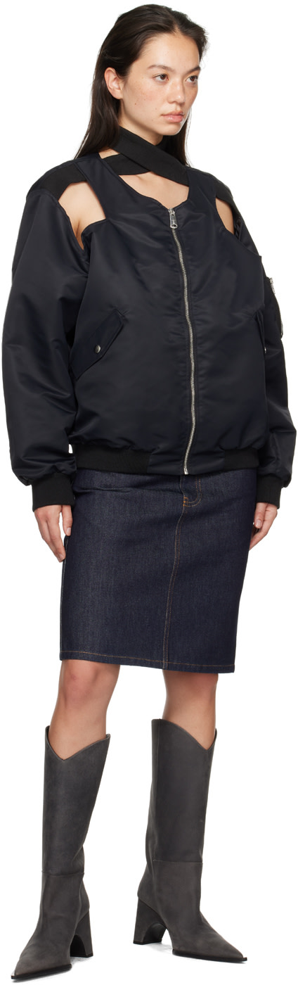 Coperni - Jupe midi étagée bleue en denim