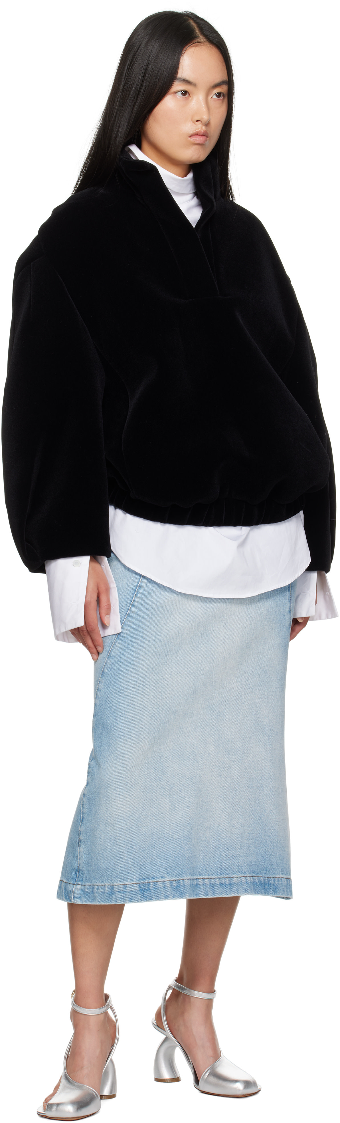 Dries Van Noten: Blue Denim Maxi Skirt | SSENSE