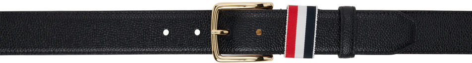 美品 Thom Browne Pebbled Leather Belt Bag Thom Browne: Black Calfskin Pebbled Leather Belt | SSENSE